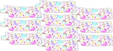 Nasogastric or Oxygen Tube precut Adhesive Tape Rainbow &amp; Unicorns x 10 Pack. (Left Side)