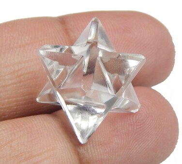 Natural Crystal Quartz Merkaba Sculpture, Clear Quartz Merkaba for Healing &amp; Balance, Small Merkaba Sculpture for Meditation.