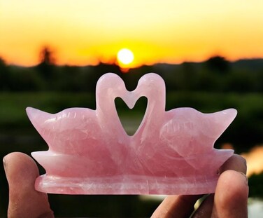Natural Rose Quartz Duck Pair Rose Quartz Male &amp; Female Duck Pair Mandarin Duck Pair Pink Ducks Love Ducks Attract Love and Passion
