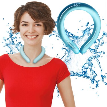 Neck Cooling Tube   Wearable Cooling Neck Wraps for Summer Heat I Hands Free Cold Pack   Reusable Neck Cooler (Blue)