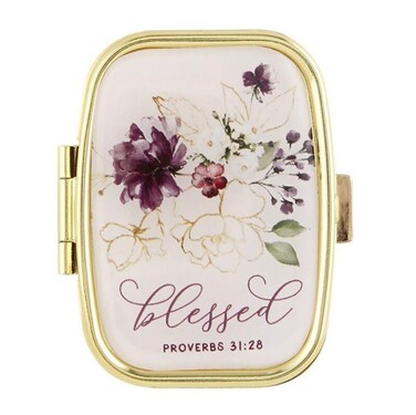 Needzo Medicine Organizer, Blessed Mother Proverbs 31:28 Pill Box or Trinket Case, 2 3/8 Inch