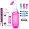 Neti Pot Sinus Rinse Bottle Nose Wash Cleaner Pressure Rinse Nasal Irrigation for Adult &amp; Kid BPA Free 300 ML with 30 Nasal Wash Salt Packets and Sticker Thermometer (Pink)