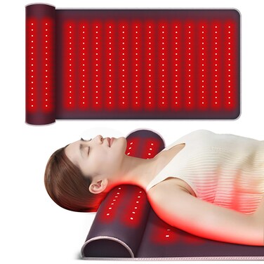 New Leather Red Light Therapy Mat with Neck Support, Dual-Wavelength for Enhanced Pain Relief, 19.0 * 35.8In