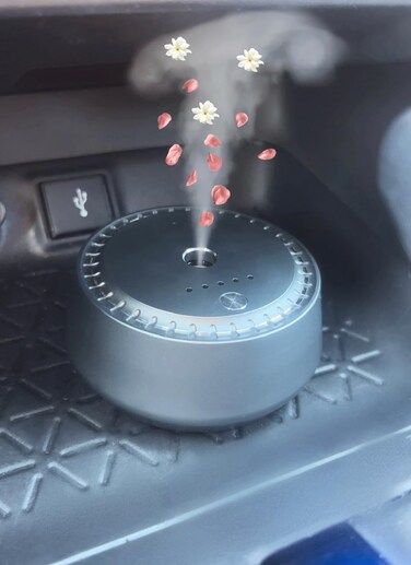 New Smart car Aroma Diffuser, Automatic car freshener, Auto On/Off USB waterless Essential Oil Diffuser for car, Rechargeable Black and Chrome Mini Luxury car Diffuser