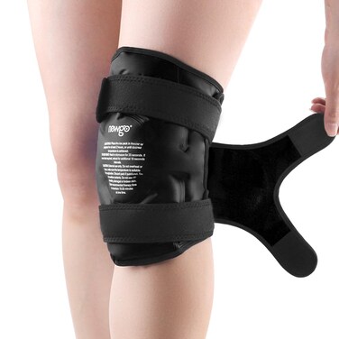 NEWGO Ice Pack for Knee Replacement Surgery, Reusable Gel Cold Pack Wrap Around Entire Knee Ice Pack Wrap for Injuries, Pain Relief, Meniscus Tear, ACL, Swelling - Black
