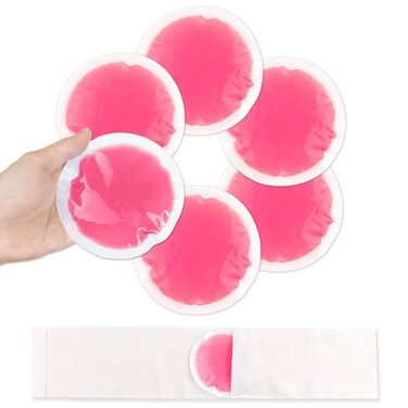 NEWGO Small Ice Packs for Injuries, 6 Pack Round Ice Packs for Face, Hot and Cold Gel Ice Pack Circular Cold Compress with Cloth Backing &amp; Sleeve for Pain Relief, Toothaches - Red