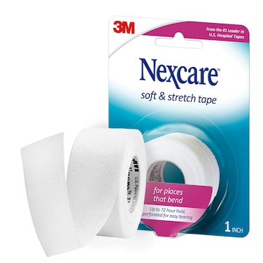 Nexcare Soft &amp; Stretch First Aid Tape, Help Keep Injuries Clean And Protected,1 in x 6 yds