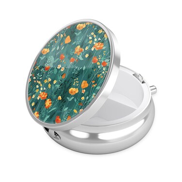 Nipichsha Pill Box, Small Pill Case for Purse &amp; Pocket, Cute Travel Medicine Organizer, Portable Medicine Container Holder to Hold Vitamins, Medication, Fish Oil &amp; Supplement, B03-Beautiful Flowers