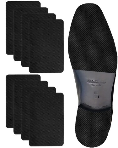 Non-Slip Shoe Sole Protector Pads for High-Heels,Self-Adhesive Non-Slip Grips,Repair Worn Soles,Silicone Anti Slip Shoe Grips on Bottom of Shoes,Sole Guard for Shoes(6"x4" Black-4Pairs)