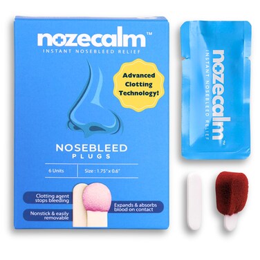 Nose Bleed Stopper - 6 Count - Fast Relief for Kids and Adults - Bloody Nose Stoppers with Clotting Agent - Hypoallergenic &amp; Non-Stick - Nosebleed Plugs are Portable and Safe for Travel