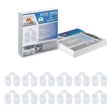 Nose Vent Sinus Relief Dilator (Pack of 12 Large Size) Soft Vents - A Simple Solution for Nasal Snorers - Reusable Snoring Device to enjoy a peaceful night's sleep - by Mobi Lock