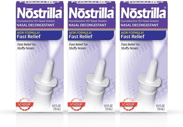 Nostrilla Nasal Decongestant Spray, Stuffy Nose Relief, 0.5 oz (3 Pack)