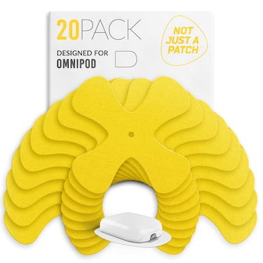 Not Just A Patch Omnipod 5 Adhesive Patches (20 Pack) - Durable for Active Lifestyle for 10-14 Days - Omnipod Covers in Yellow