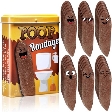 Nuanchu 30pcs Funny Bandages Poop Shaped Self Adhesive Bandages Christmas Funny Gag Gifts Waterproof Bandages Weird Stuff Bandages White Elephant Gift for Christmas Hallowen Gifts Kids Adults