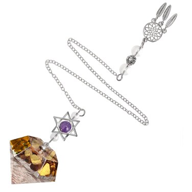 Nupuyai Reiki Healing Crystal Stone Point Pendulum for Dowsing/Meditation/Divination Energy Pendulum Pendant with Dream Catcher and Merkaba Star, Tiger's Eye Crystal Stone