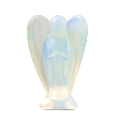 Opal Angel Crystals Healing Stones Spiritual Healing and Protection Guardian Statue Pocket Gemstone Decor Polished Peace Angel Figurine Meditation Love Gift for Women Men