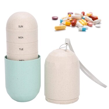 Organizer Daily Cases Mini Portable Pills Box 7 Day Travel Elderly Care Pills Organizer Capsule Shape Case