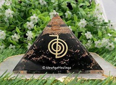 Orgone Pyramid Shungite Crystal - Reiki Orgonite Pyramid with Natural Shungite Healing Stones for Home Office Yoga Meditation
