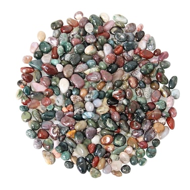 Orientrea 1.1lb Natural Crushed Ocean Jasper Crystal Tumbled Chips-Healing Crystals Chips Bulk, Crushed Crystal Gemstones for Crafts, Beautiful Package for Gift (Ocean Jasper)