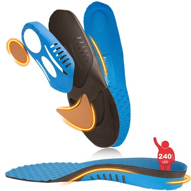 Orthotic Comfort Insoles - Anti Fatigue Medium Arch Support Shoe Inserts Men Women - for Plantar Fasciitis, Flat Feet, Foot Pain Relief - Work Boot Insoles for Standing All Day, L