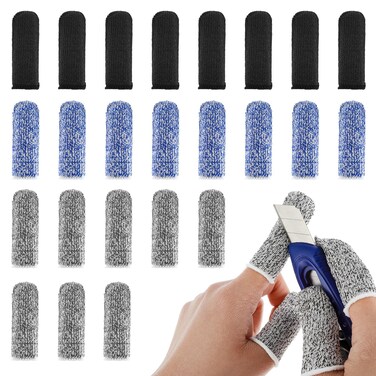 Ouligay 24Pcs Finger Cots Cut Resistant Finger Protectors Thumb Protector Finger Gloves Finger Sleeve Protectors for Garden, Kitchen, Work, Sculpture