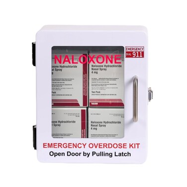 Outdoor Naloxone Overdose Emergency Kit Cabinet - 100% Waterproof - Wall Mounts (No Alarm or Lock, White)