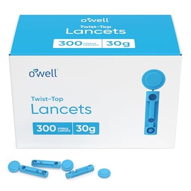 OWELL Twist Top Lancets, Sterile Lancets for Diabetes Testing, Lancets for Diabetic &amp; Blood Sugar Test, Thin Lancet for Regular Skin, 30 Gauge, 300 Count