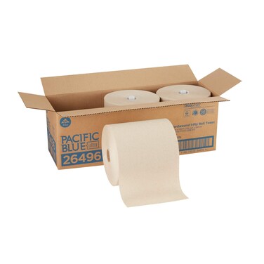 Pacific Blue Ultra 8' High-Capacity Recycled Roll by GP PRO (Georgia-Pacific) Paper, 3 Rolls per Case, Brown Towels