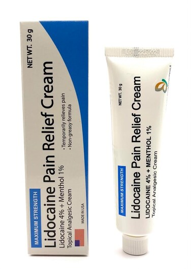 Pain Relief Cream with Lidocaine 4% and 1% Menthol   Includes Vitamin E   Numbs Away Pain Faster   Non-Greasy