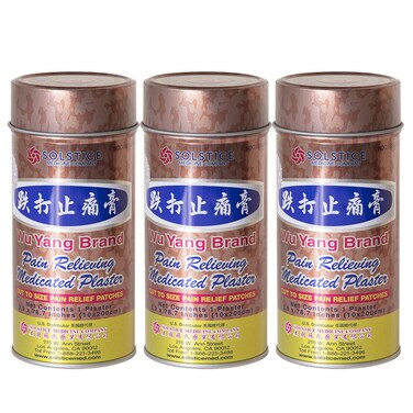 Pain Relieving Medicated Plaster (Relief from Muscle Pain, Joint Pain, Backache, Sports Injury) (3 Cans) (Solstice)