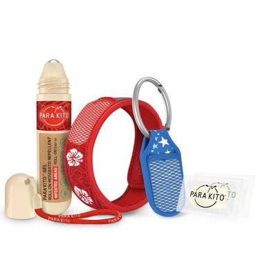 PARA'KITO Mosquito Repellent Bundle - 1 Roll-on   1 Wristband   1 Clip (Roll-on + Hawaii + Blue)