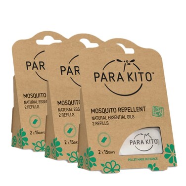 PARA'KITO Refill Pellets for Mosquito Repellent Bracelets, Mosquito Pellets with Citronella Oil, Hiking &amp; Camping Accessories, 3 x 2 Refills (15 Days Each)