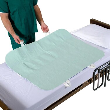 Patient Aid 34" x 52" Positioning Bed Pad with Handles   Incontinence Mattress Bedding Protector Liner Underpad   Straps for Easy Lift &amp; Transfer   Reusable Washable Waterproof   Hospital Quality
