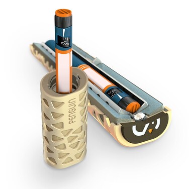 Penguin Insulin Cooler Travel Case - Reusable Temperature-Controlled Diabetic Insulin Pen Cooling Case - Keeps Diabetes Medicine Insulin Cold for 24 Hours. Aluminum Carry Case for Diabetic Pen, Gold