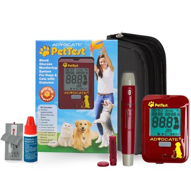 PetTest Expert Glucose Monitoring Kit for Dogs &amp; Cats, Diabetic Pet Blood Sugar Check Gear, Includes Classic Meter, 25 Test Strips, Lancing Device, 25 Lancets, Soft Carrying Case, and More