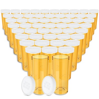 Pill Bottles Empty with Caps(54 Pack), 8 Dram Small Medicine Bottle with Easy Open Snap Cap Plastic Prescription Medication Vial Container Clear Travel Pill Bottle Case