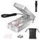 Pill Cutter for Small and Tiny Pills, Professional Aluminum Pill Splitter with Auto Centering Device and 2 Replaceable Stainless Steel Blades, Portable Pill Splitter with PU Case (Silver)