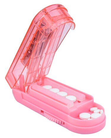 Pill Cutter Splitter for Small and Tiny Pills, Pill Splitter Accurately Cuts Multiple Pills at Once for Large and Small Pill, Sharp Blade with Safety Guard (Pink)