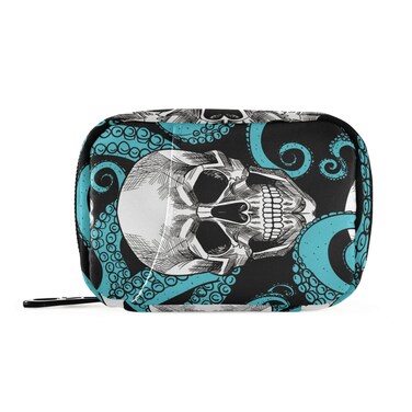 Pill Organizer Travel Weekly Small Cute Pill Box 7 Day Pill Case Vitamin Holder Pill Bottle Organizer Skull Blue