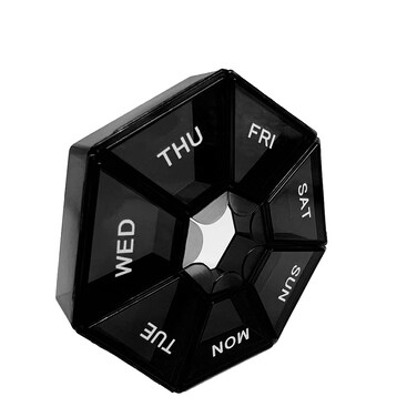 Pill Organizer, Small Pill Box, Black Pill Case, Weekly Pill Organizer,Medicine Pill Organizer 1 Time a Day, Pill Container, Pill Holder, Daily Pill Organizer Travel Pill Organizer 7 Day