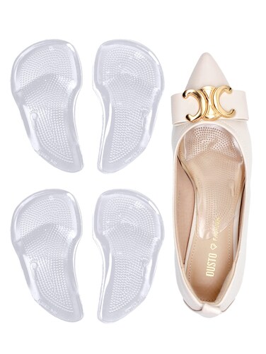 Plantar Fasciitis High Foot Arch Support Inserts Shoe Insoles for Flat Feet for Sandals Womens,Gel Arch Pads for Flat Feet for Men's 8-13/Women's 7-14(4.8"x2.6" Clear-2 Pairs)