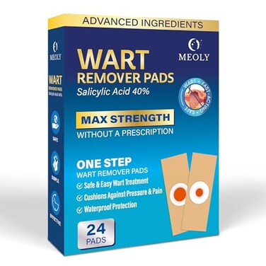 Plantar Wart Remover Pads: Salicylic Acid Wart Remover Bandaid for Plantar Wart, Hand Wart, Corns, Callus Removal with 40% Salicylic Acid 24 Pads.