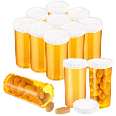 Plastic Empty Pill Bottles, 9 Pcs Small Medication Vials with Easy Open Caps Clear Medicines Containers Travel Pill Vial Pill Cases Dispenser Organizers (13 Drams, Orange)
