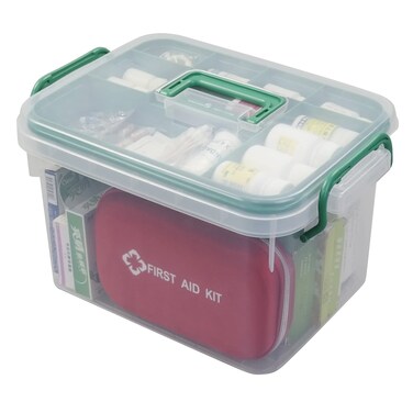 Plastic Family First Aid Organizer Box, Emergency Medicine Box, Clear Household Medicine Storage Container, 1 Pack