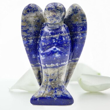 Pocket Guardian Angel with Serenity Prayer Card - Blue Lapis Lazuli Natural Crystal Healing - Gift for Yourselves and Your Loved Ones
