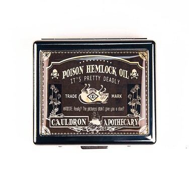 Poison Hemlock Oil 7 Days Chromed Shiny Silver Pill Organizer with Mirror Inside Has 8 Separate Compartments Rectangle 7 Days Pill Box Pill Case