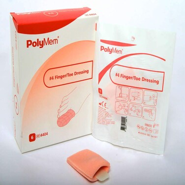 PolyMem Finger/Toe Wound Dressing, Sterile, Foam, 4 XL; CIR 3.0-3.4 Inch, 4404 (Box of 6)