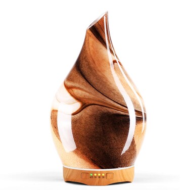 Porseme 280ml Glass Essential Oil Diffuser Aromatherapy Ultrasonic Cool Mist Humidifier 7 Running Hours Waterless Auto-Off Air Diffusers for Sleeping, Yoga, Office Working, Spa and Rest (Deep Desert)