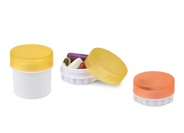 Portable Pill Box, Small Daily Pill and Vitamin 3 Containers, Attachable Case to Magnetic Calendar or Any Magnetic Surface, for Travel or Home Use