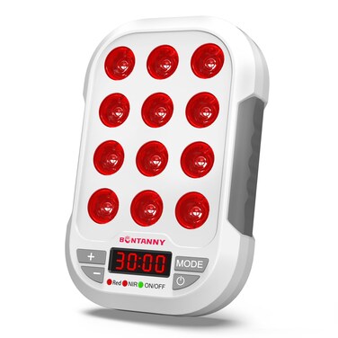 Portable Red Light Therapy, 660nm 850nm 1060nm Mini Handheld Red Near Infrared Light Device, 12 Triple Chip Clinical Grade LEDs, Rechargeable, Travel Case, Timer, for Face, Body, Pain, BO-60